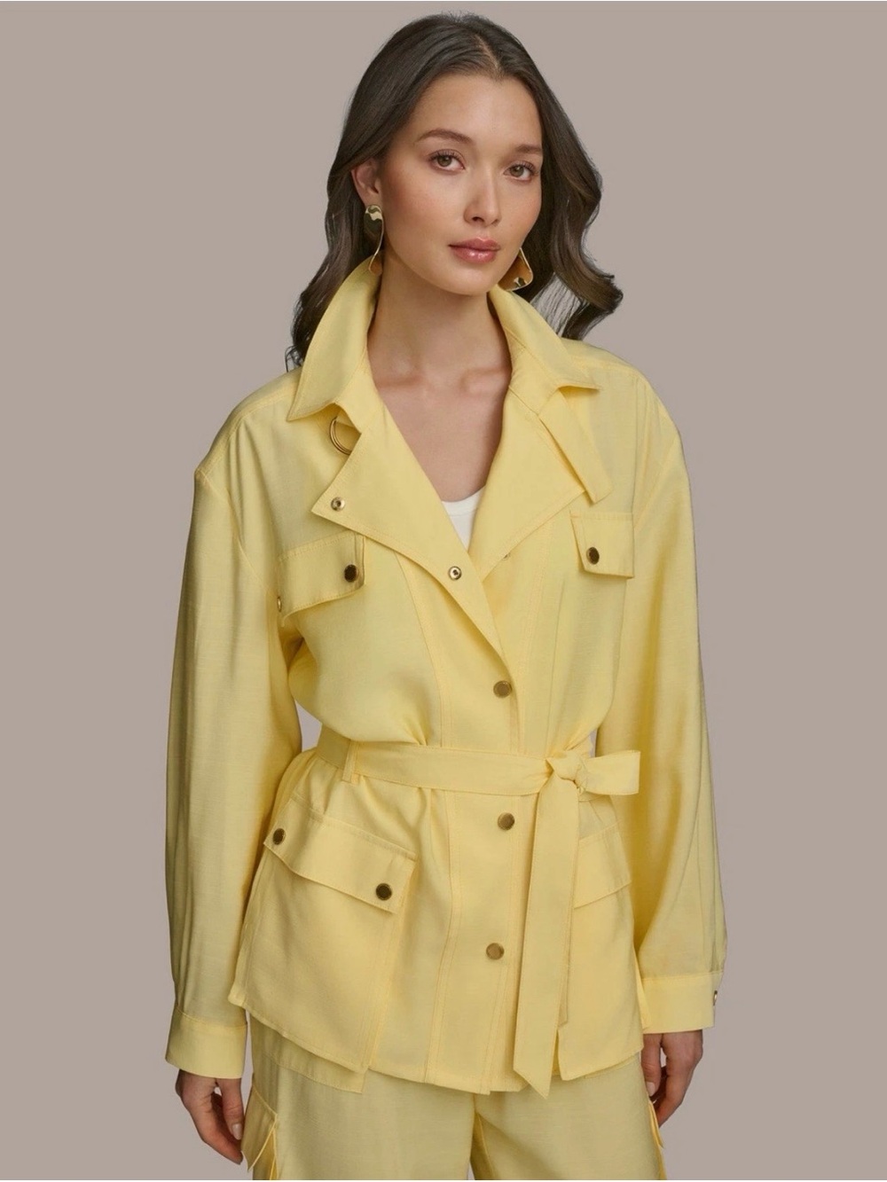 NWT Donna Karan Women’s Belted Utility Jacket. SMALL. Panna Cotta.